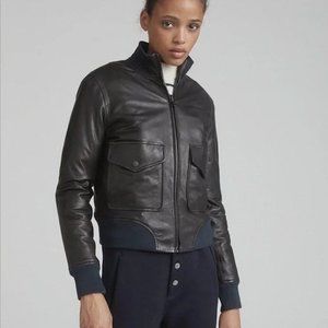 NWOT black rag & bone ‘Mila’ leather bomber jacket (size: 00)